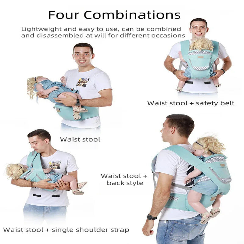 NestEase 4-in-1 Ergonomic Baby Carrier Backpack