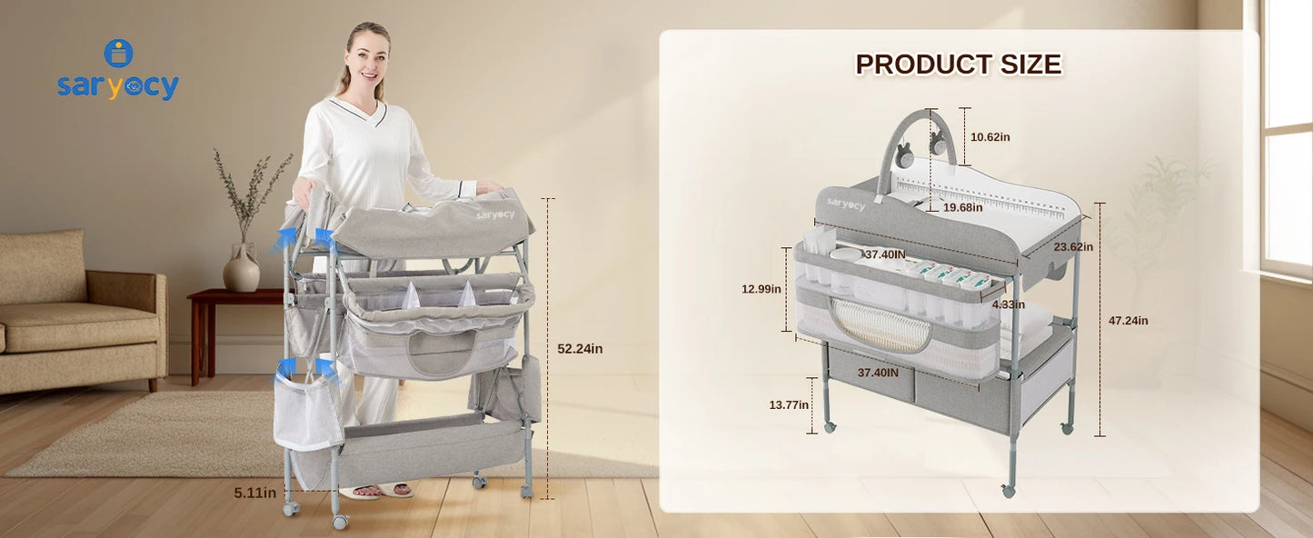 CozyChange Table with 2 Drawers - Adjustable Height