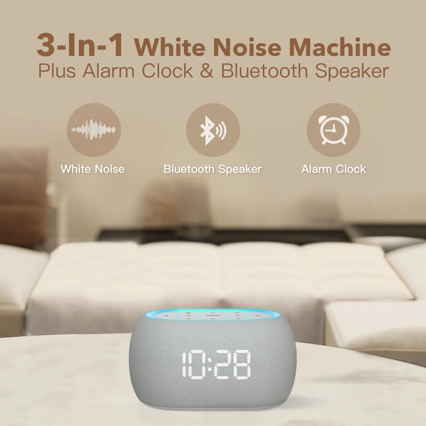 NIVO: The Ultimate White Noise Machine - Bluetooth, 21 Relaxing Sounds, 7 Night Lights