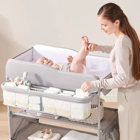 GentleGlow Changing Table - Portable, Adjustable Height Baby Changing Table with Waterproof Pad &amp; Storage