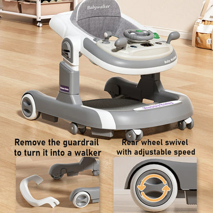 DriveWalker: 4-in-1 Baby Walker with Steering Toy, Music, Adjustable Heights & 360° Swivel Seat