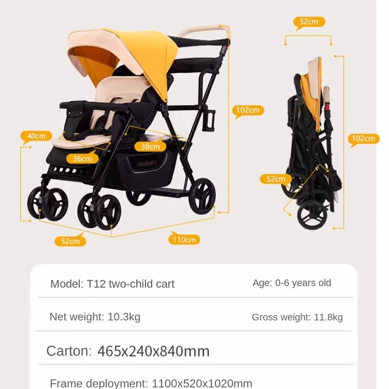 TotsOn Lightweight Twin Stroller: Versatile Comfort for Your Little Ones