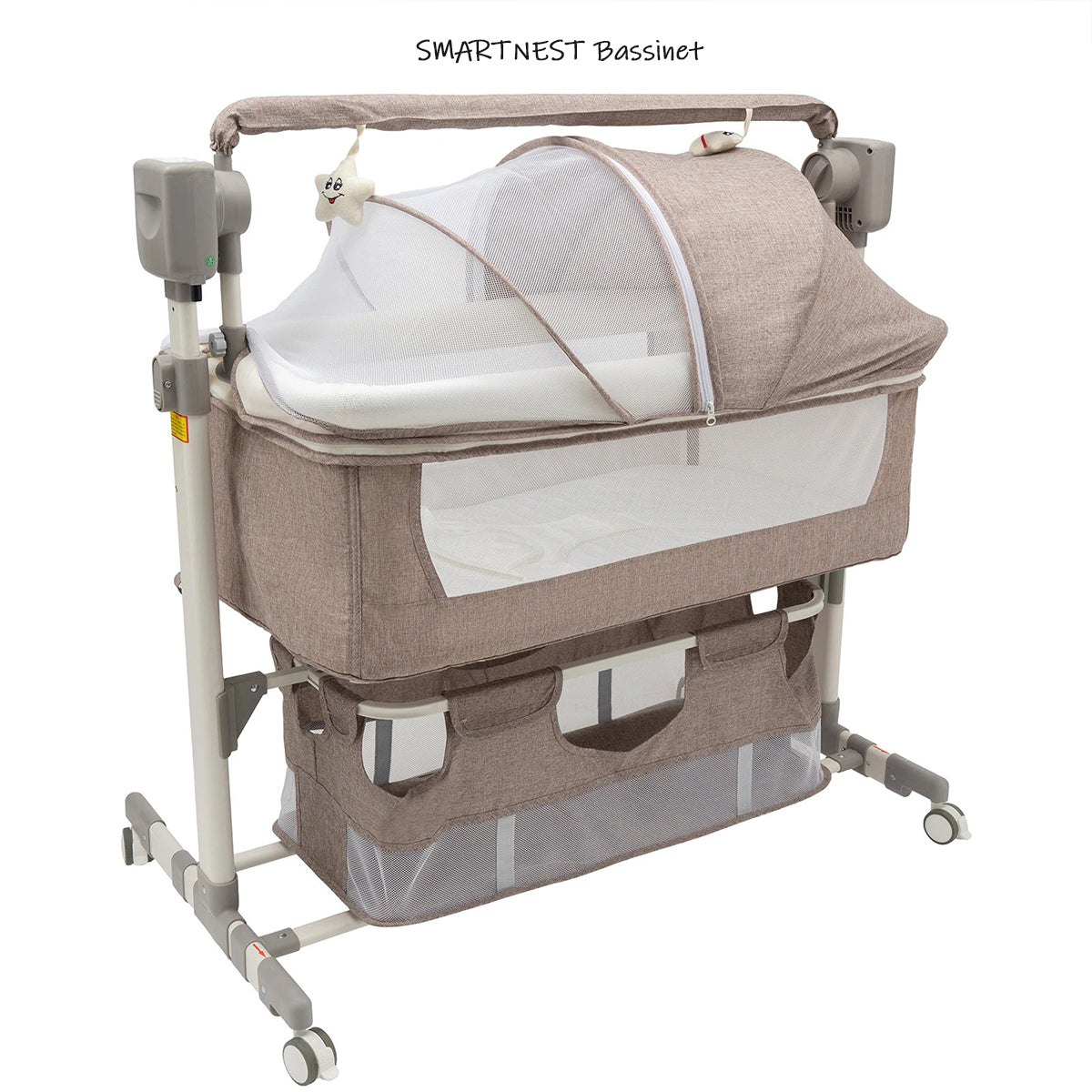 Angled view of SMARTNEST Bassinet, showcasing its modern design