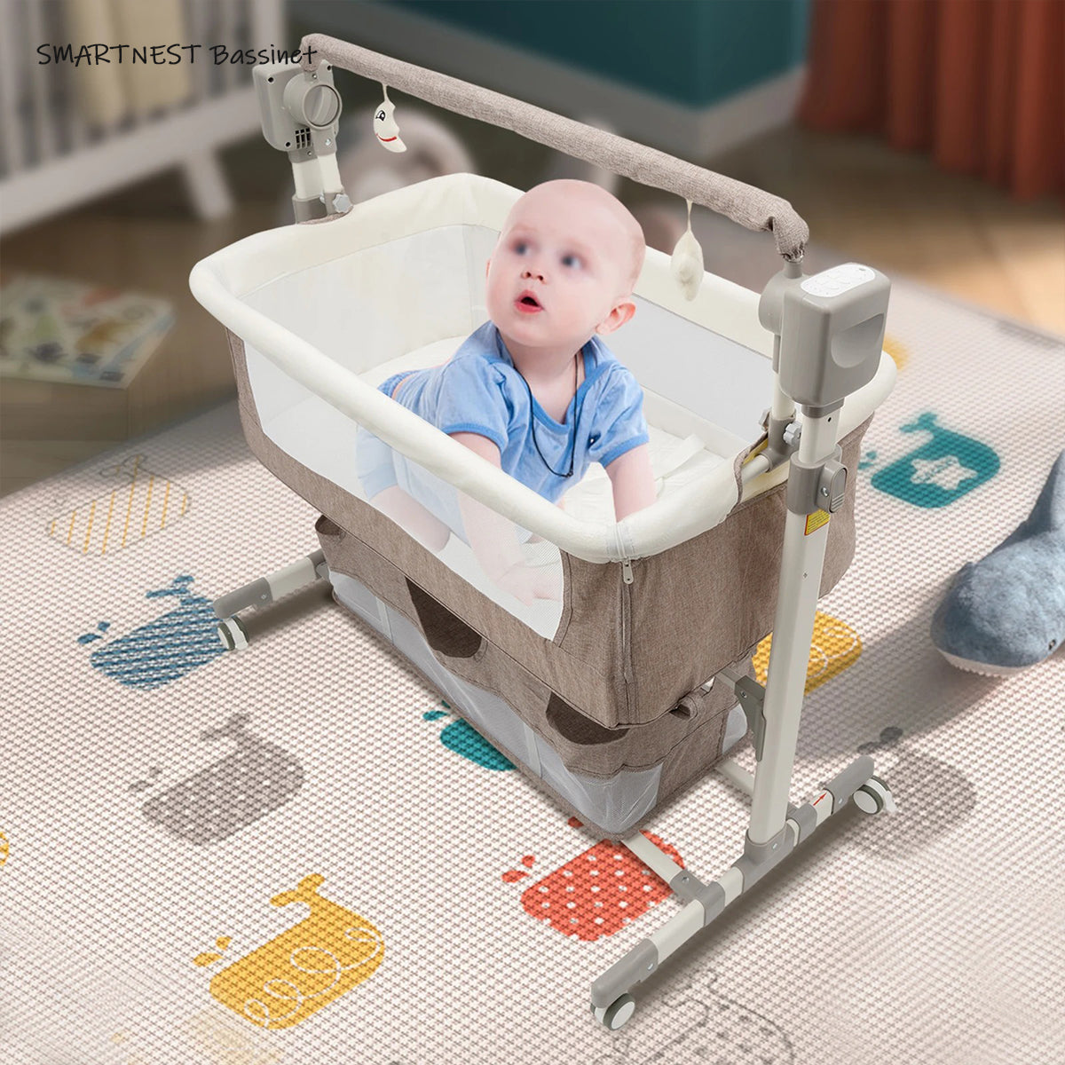 Baby peacefully sleeping in SMARTNEST Bassinet