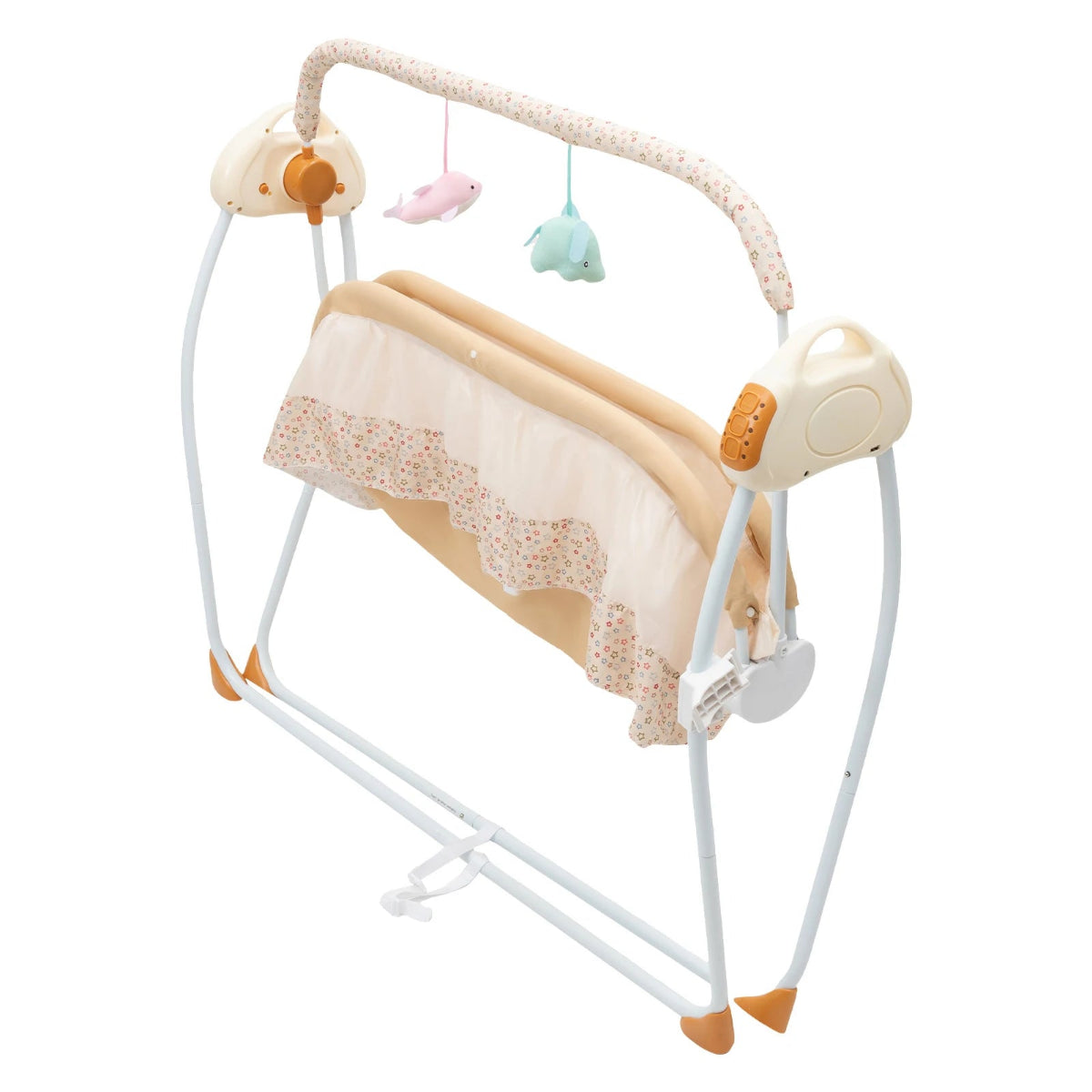 The SUNGING baby swing folded for easy storage and portability, showing its compact design