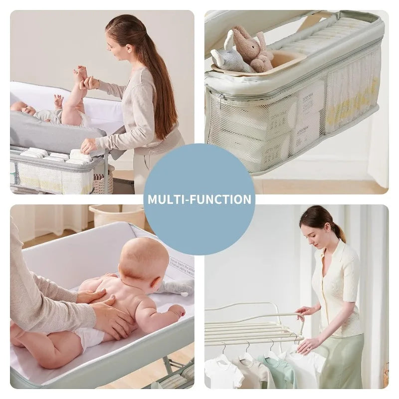 GentleGlow Changing Table - Portable, Adjustable Height Baby Changing Table with Waterproof Pad &amp; Storage