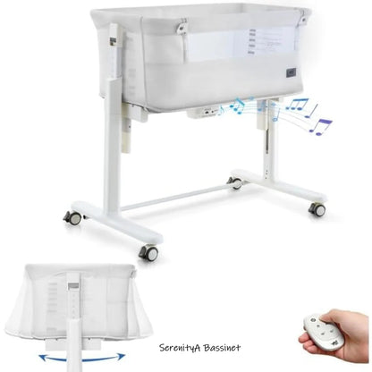 SerenityA bassinet remote control for easy adjustment of rocking speed and timing functions.