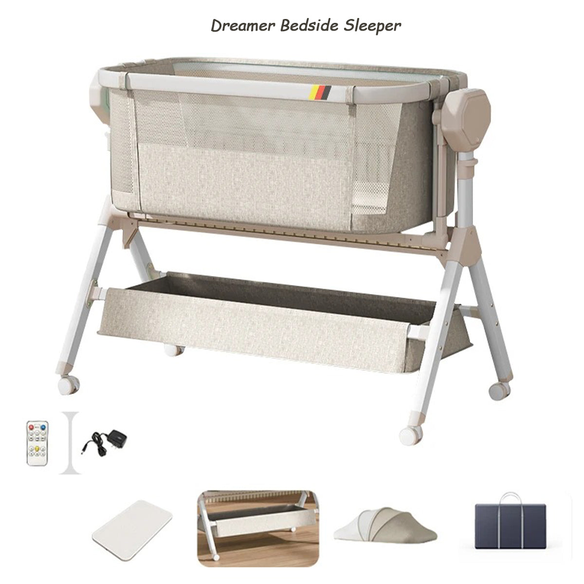 Dreamer bedside sleeper in an elegant beige color option